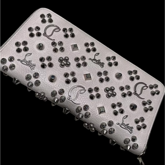 Authentic Christian Louboutin Long Wallet Zip Around Studs Pink - Picture 2 of 8